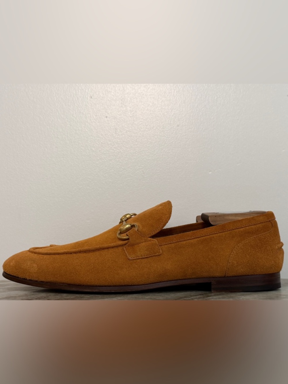 GUCCI JORDAAN  Horsebit Suede Loafers Harness Brown 10 / 10.5 US Tan/Beige - Picture 2 of 10